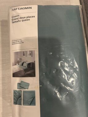 IKEA NATTJASMIN Queen Sheet Set - Teal Green